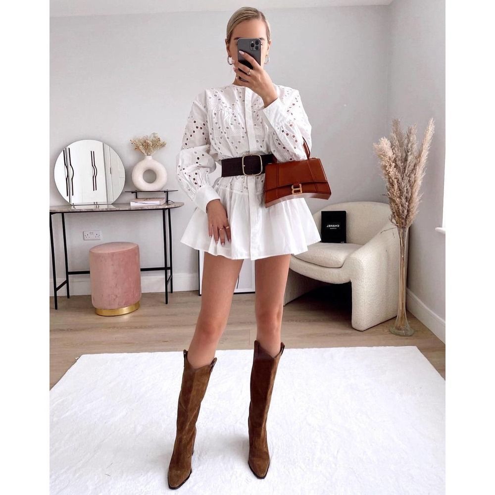 ZARA SHORT COTTON DRESS CUTWORK EMBROIDERY NEW